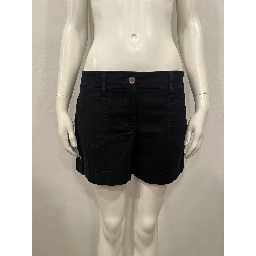 White House Black Market Cuffed Chino Shorts Womens Size 6 Black Casual Shorts